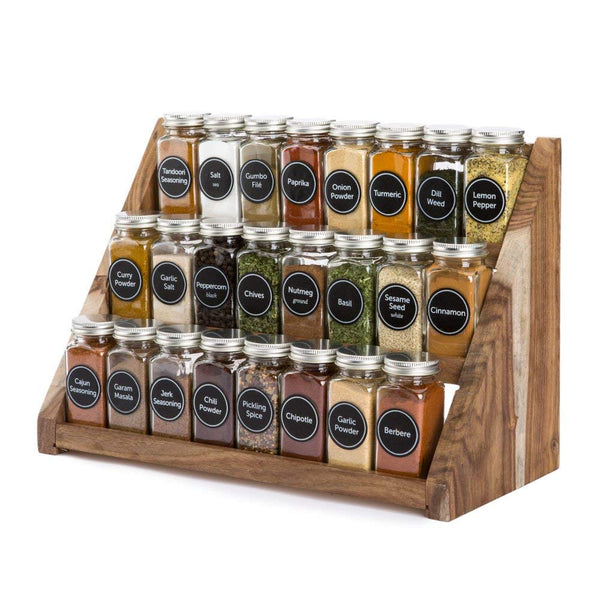 SpiceLuxe Bamboo Stadium Rack Beautiful Spice Organizer for Counter or  Cabinets | Spice Jars Not Included