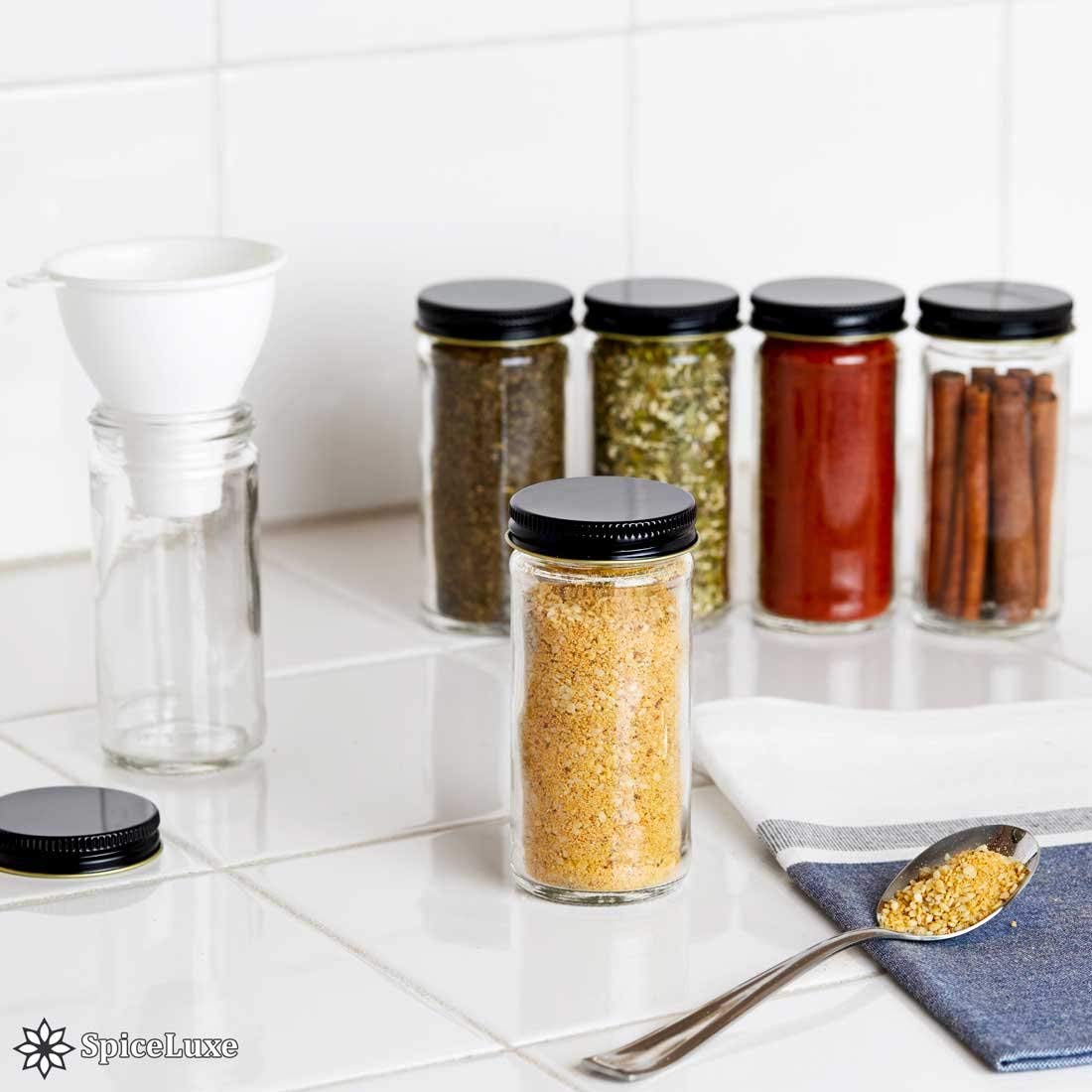 Glass Spice Storage Canisters with Bamboo Lid 4oz